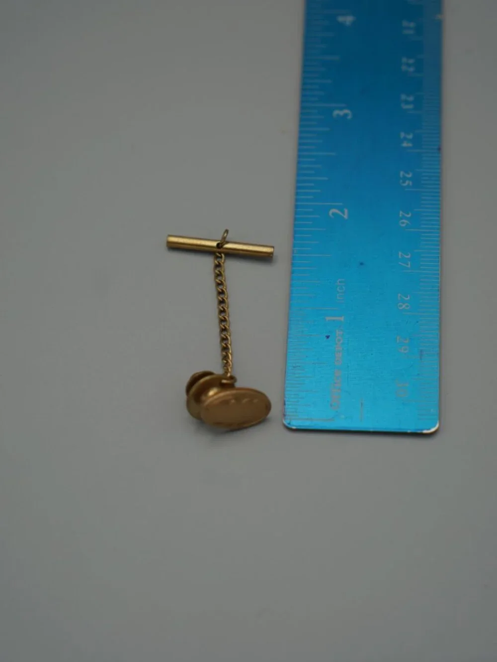 Vintage MCM Ballou 1/20 12KT Gold Filled Tie Tack Lapel Pin-Signed w/ Box-Etched